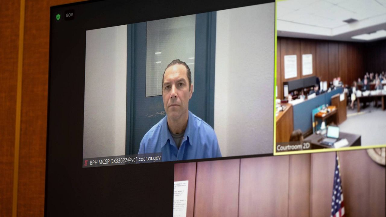 Scott Peterson appears via video call for a status hearing at San Mateo County Superior Court in Redwood City, Calif., on Tuesday. (Andy Alfaro/The Modesto Bee via AP, Pool)