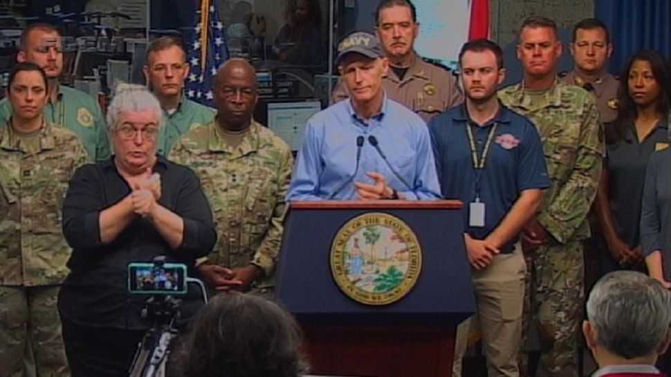 "You can't hide from storm surge," Florida Gov. Rick Scott stressed during an announcement from the state's Emergency Operations Center in Tallahassee on Tuesday morning. (Spectrum News)