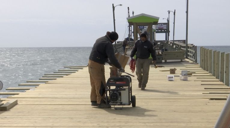 Bogue Inlet Pier construction