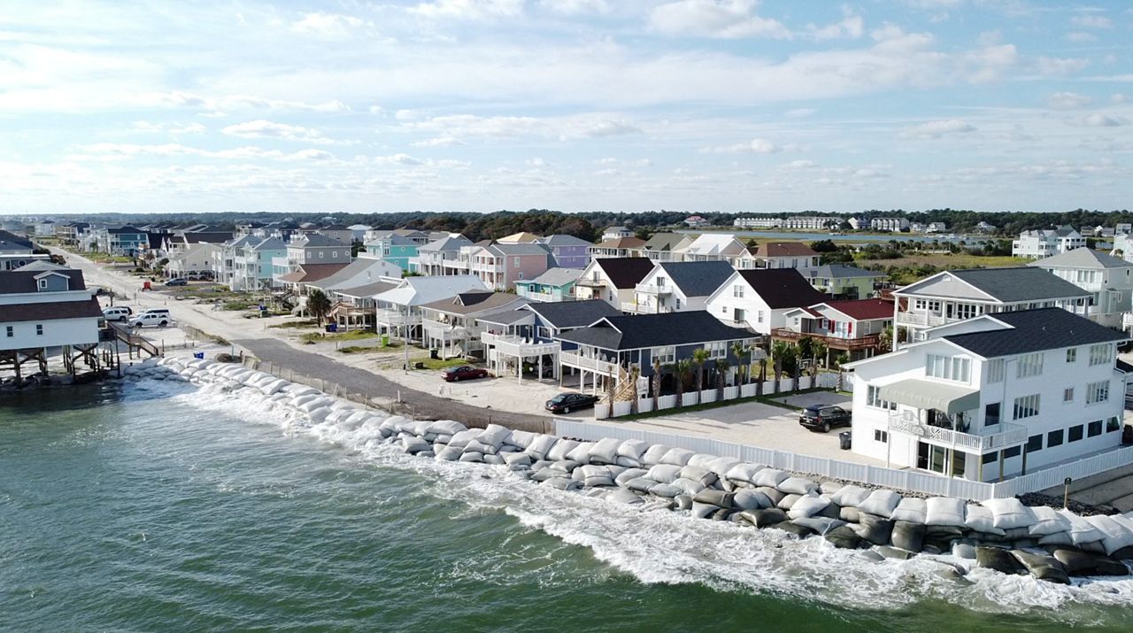 Aerial view of the east end of Ocean Isle Beach