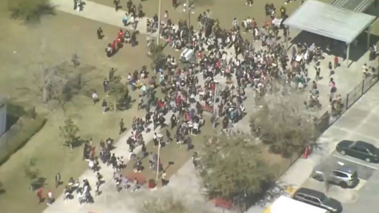 Students at Edgewater High School staged a walkout Friday in protest of the Parental Rights in Education bill under consideration by the Florida Legislature. (Sky 13)