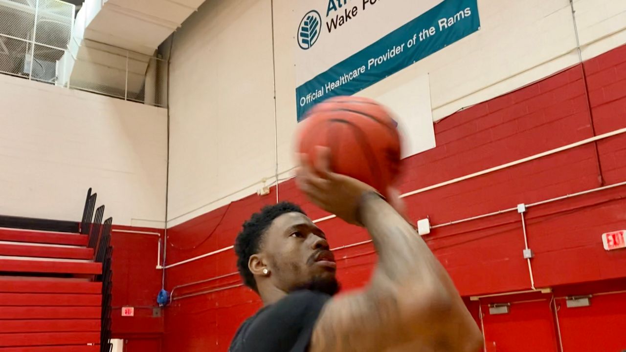 Winston-Salem State guard Cameron Campbell puts up a shot in the Gaines Center.