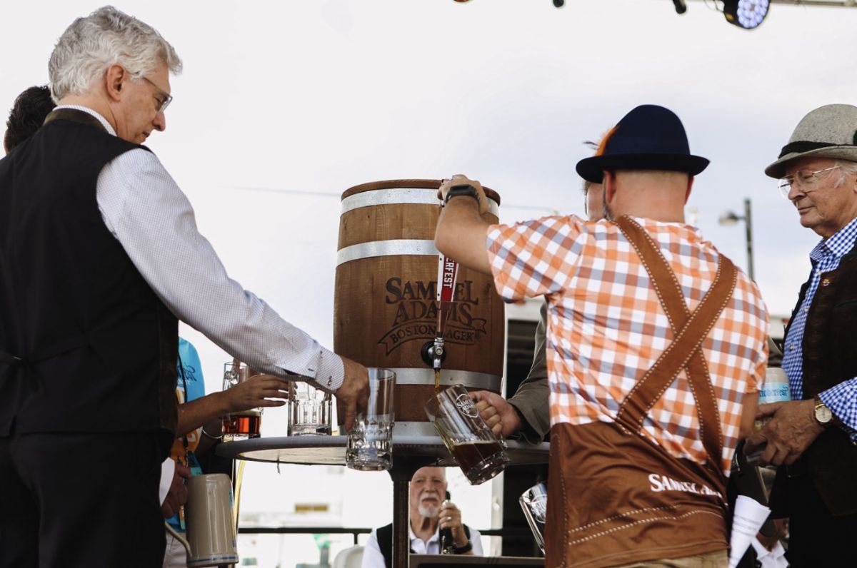 The tapping of the keg on Saturday is one of the signature events of Oktoberfest Zinzinnati's opening ceremonies. (Photo courtesy of Cincinnati USA Regional Chamber)