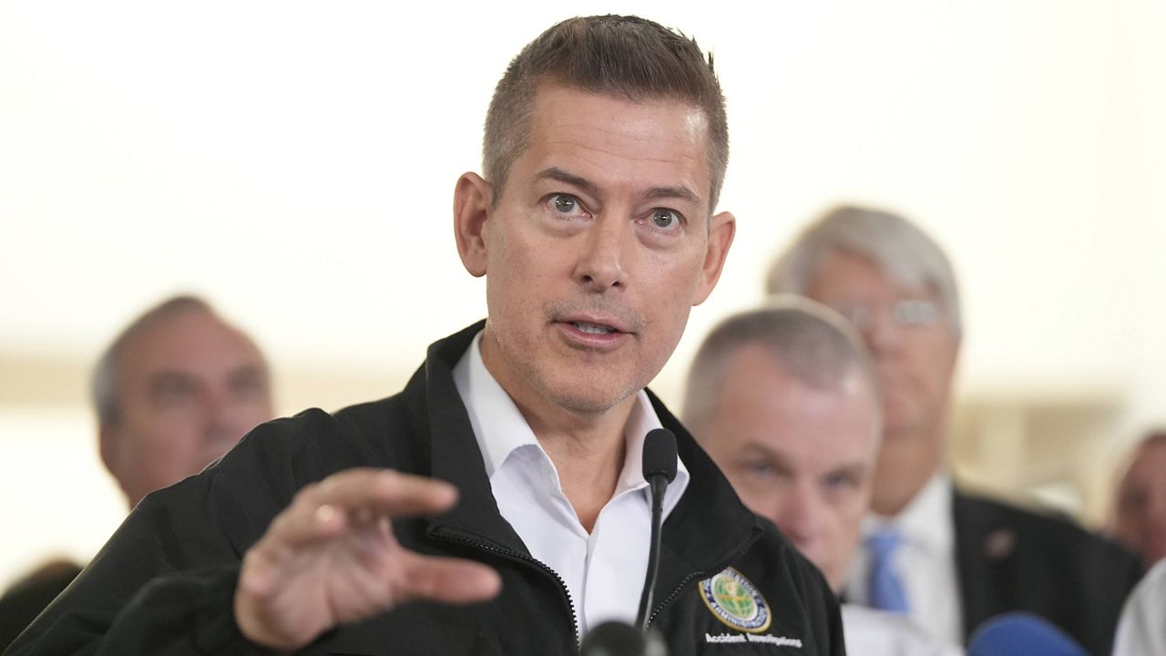 Transportation Secretary Sean Duffy speaks during a news conference at Ronald Reagan Washington National Airport, Thursday morning, Jan. 30, 2025, in Arlington, Va. 