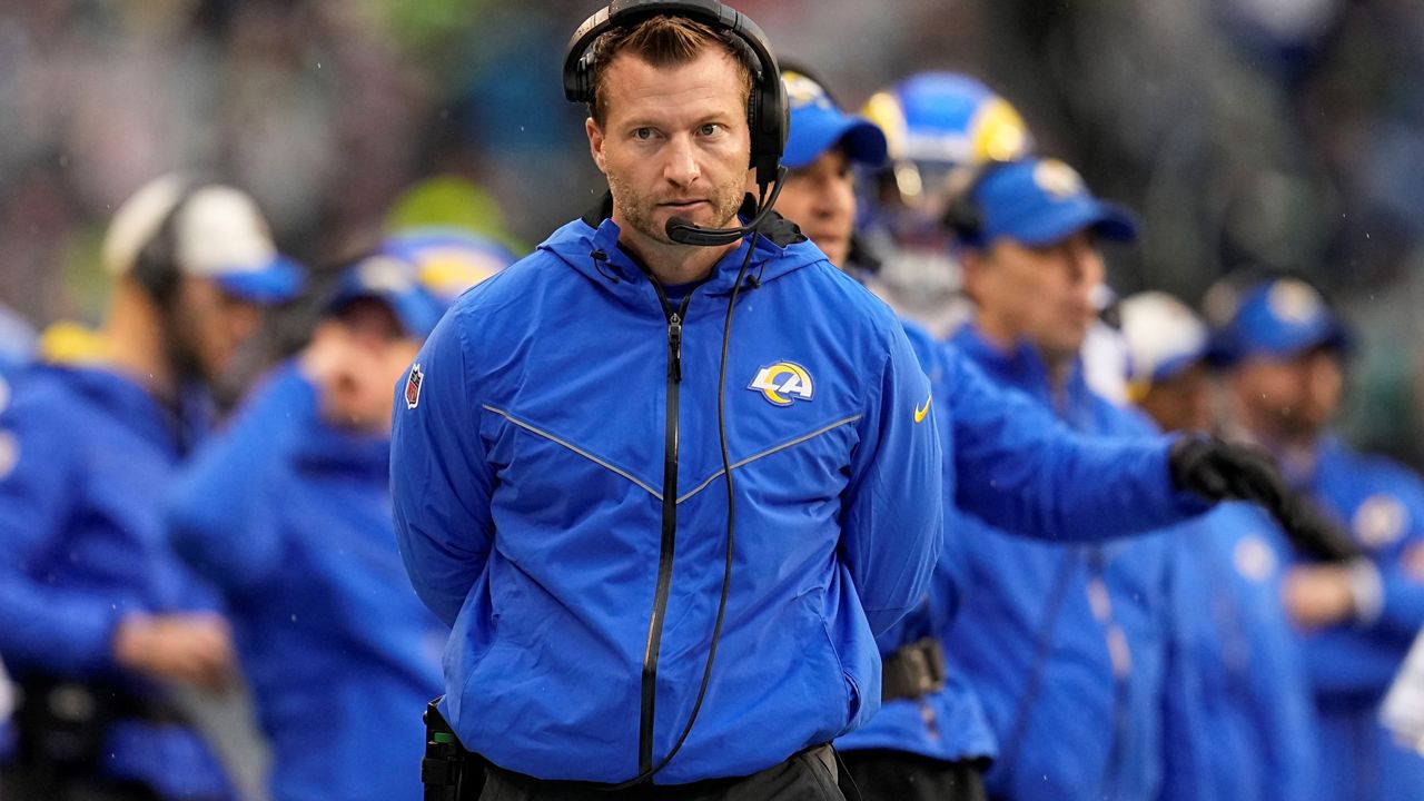 Head coach Sean McVay of the Los Angeles Rams looks on prior to