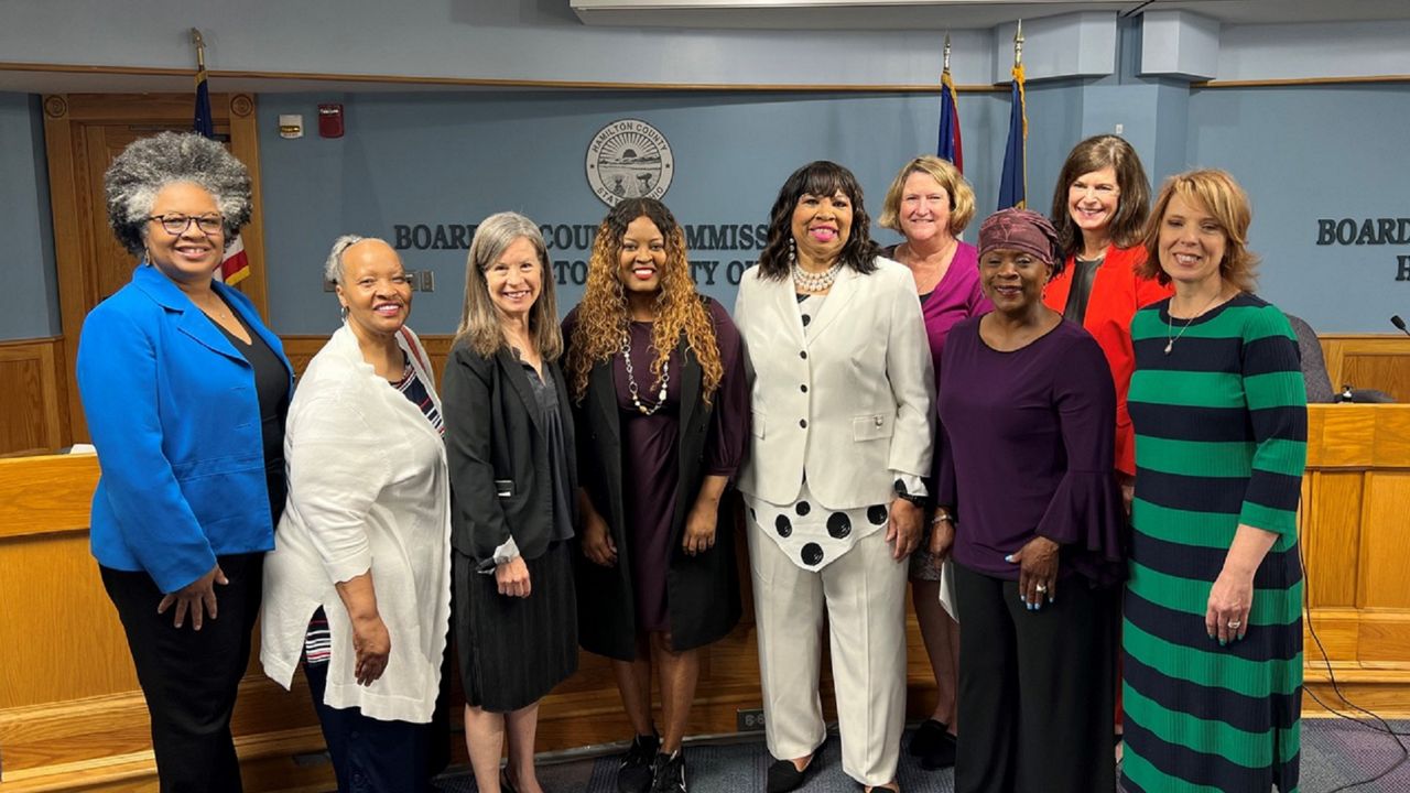 Representatives from Greater Cincinnati Water Works, Duke Energy Ohio and Kentucky and several social service providers for seniors and older residents attended the press conference at the Hamilton County administrative building in downtown Cincinnati. (Photo courtesy of Hamilton County)