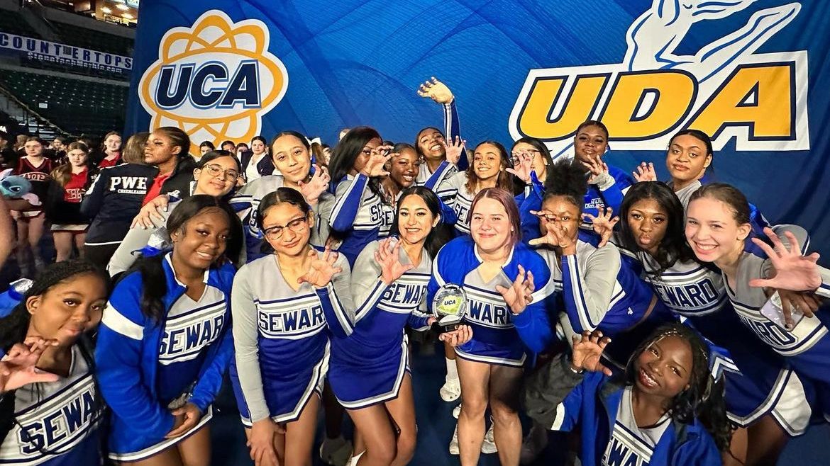 The Seward Park High School cheerleading team is trying to return to the National High School Cheerleading Championship in Florida after qualifying for the second year in a row. (Photo courtesy of Giana Quinterno)