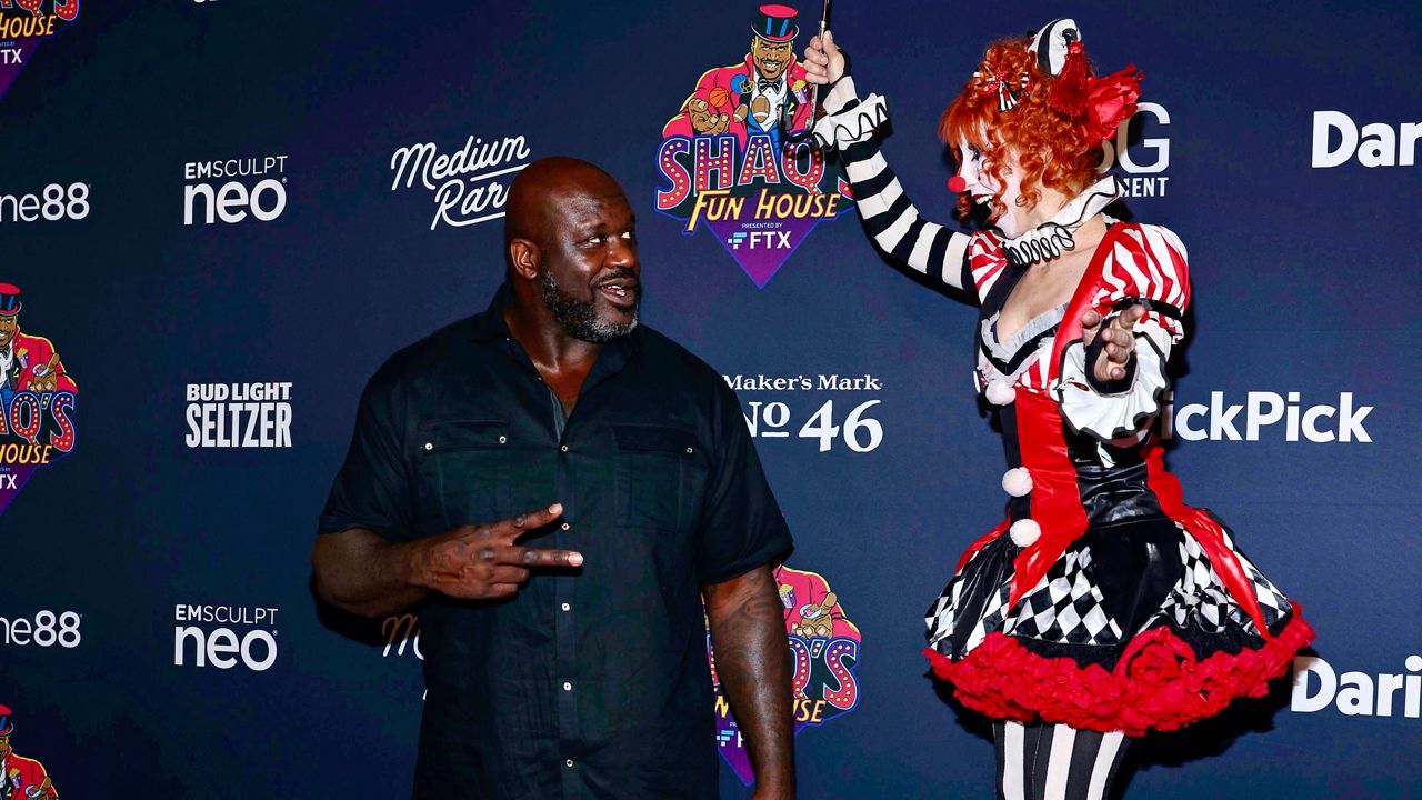 Host Shaquille O'Neal attends Shaq's Fun House on Feb. 11, 2022, at the Shrine Auditorium and Expo Hall in Los Angeles. (Photo by Mark Von Holden/Invision/AP)