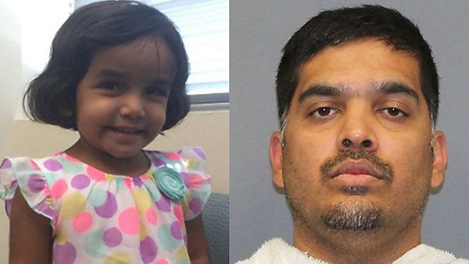 Sherin Mathews (left), who was adopted from an Indian orphanage, was reported missing on October 7, 2017, by her father Wesley (right). Courtesy/Richardson Police Dept.