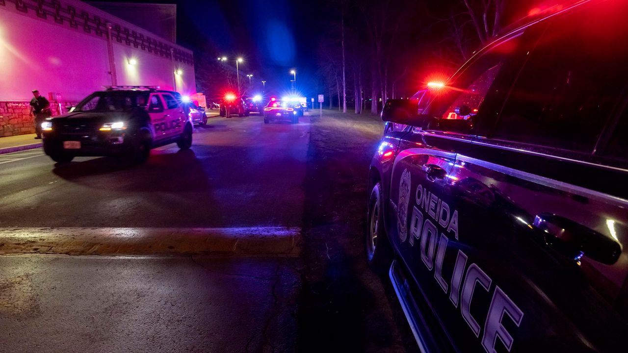 Law enforcement say a gunman killed two people at a Oneida Casino restaurant and seriously wounded a third before he was shot and killed by police Saturday. (AP Photo/Mike Roemer)