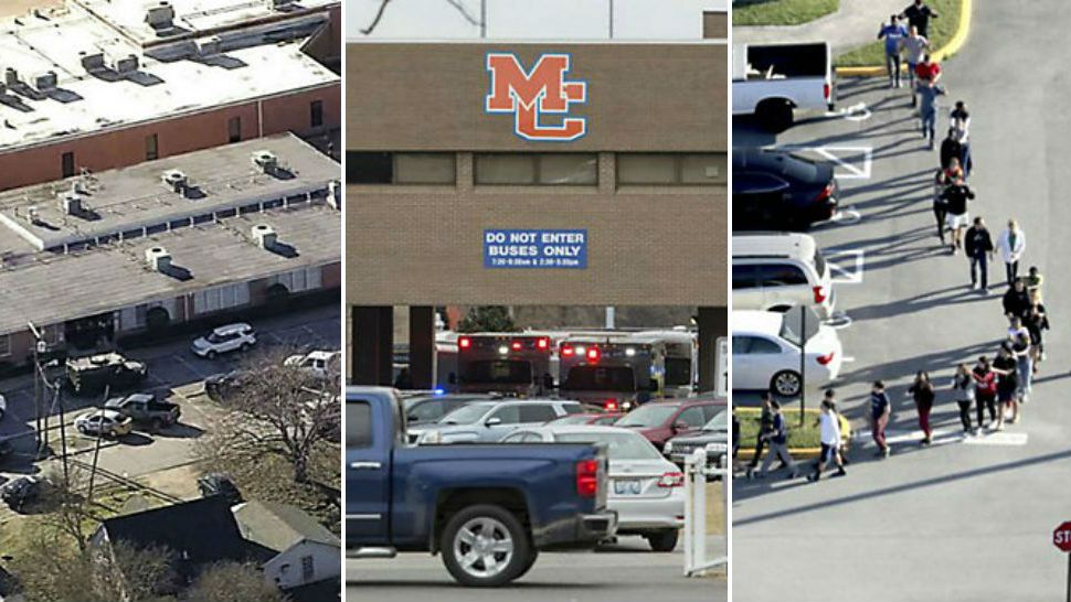 Italy, Texas school shooting (left), Kentucky high school shooting (center), Florida high school shooting (right)