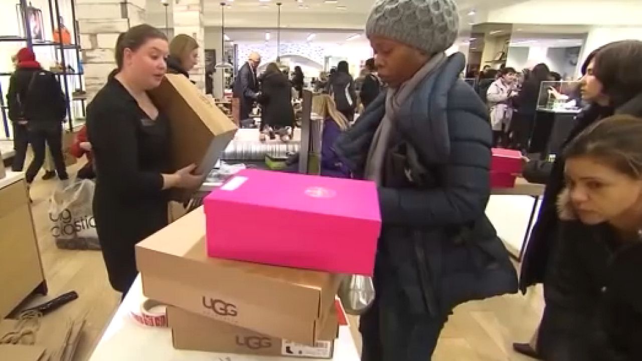 Shopping during the holidays.