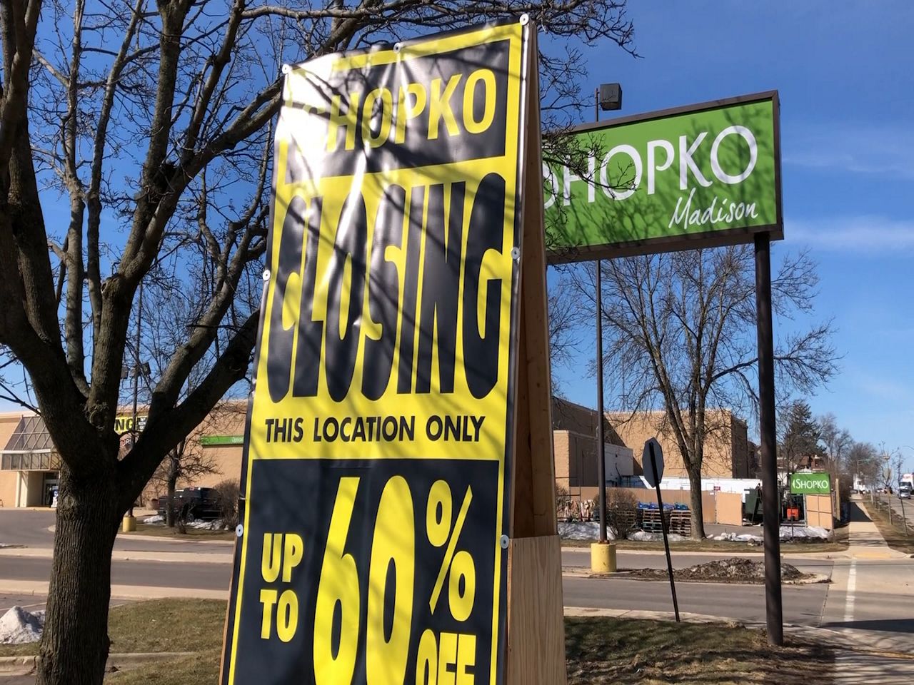 Shopko on Madison's west side advertises closing discounts. 