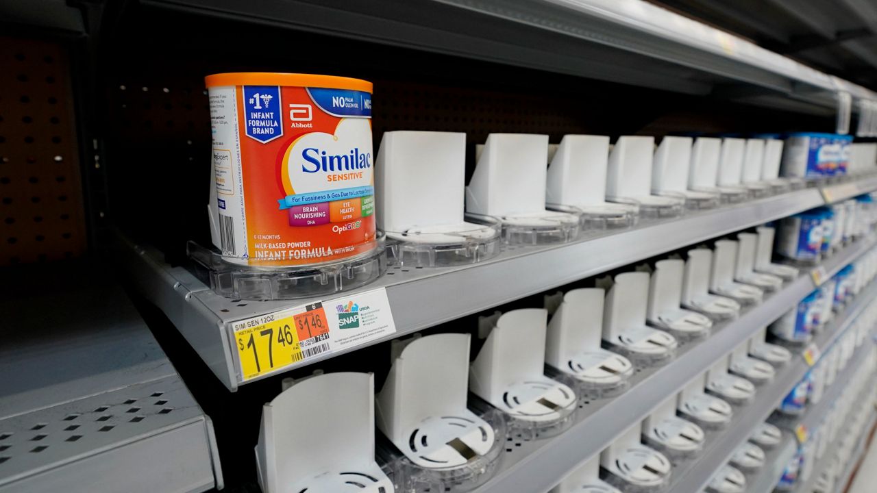 Shelves typically stocked with baby formula sit mostly empty at a store in San Antonio on May 10. (AP Photo/Eric Gay)