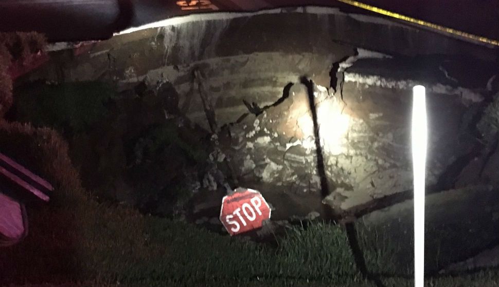 A large sinkhole opened up in the Rolling Greens subdivision in Ocala. (Marion County Sheriff's Office)