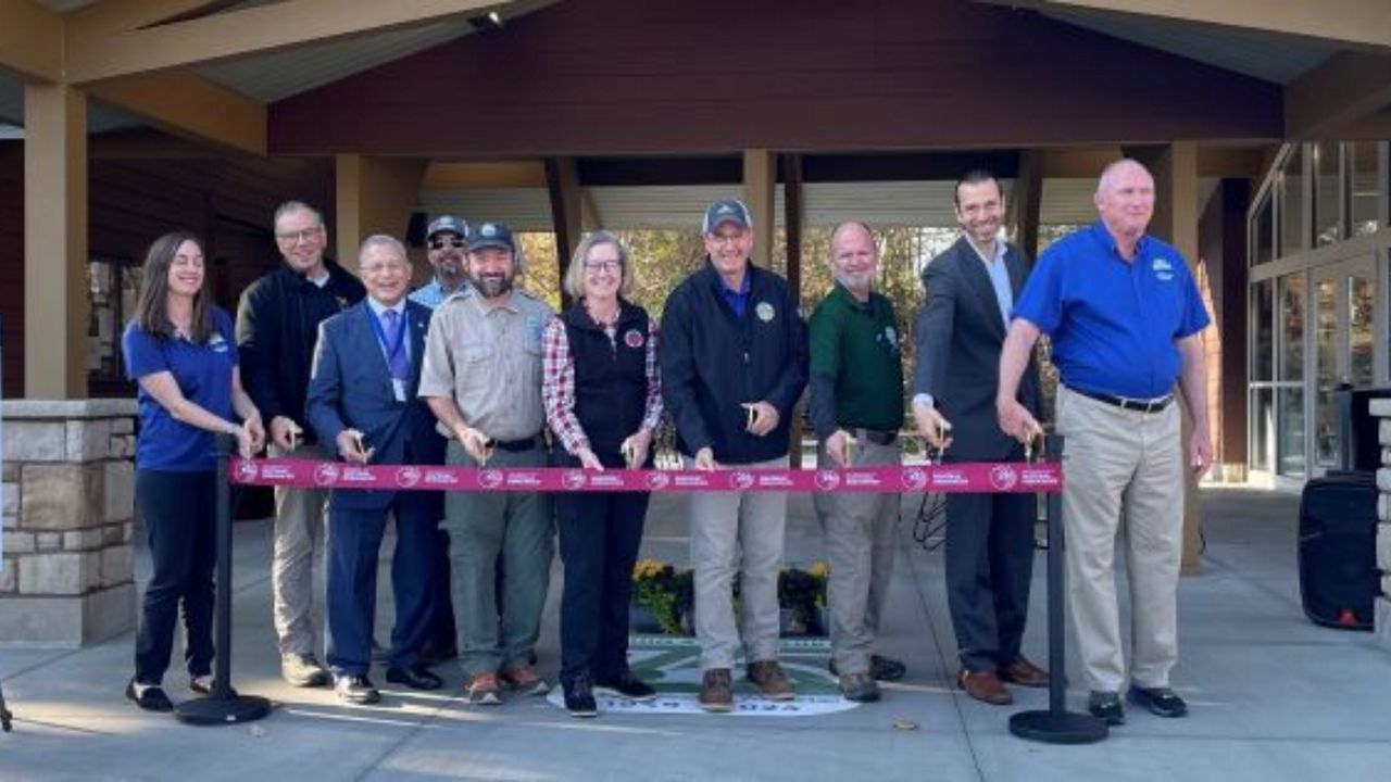 A ribbon cutting at Dillon State Park.