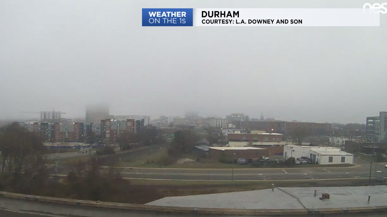 Low clouds and fog in Durham this morning