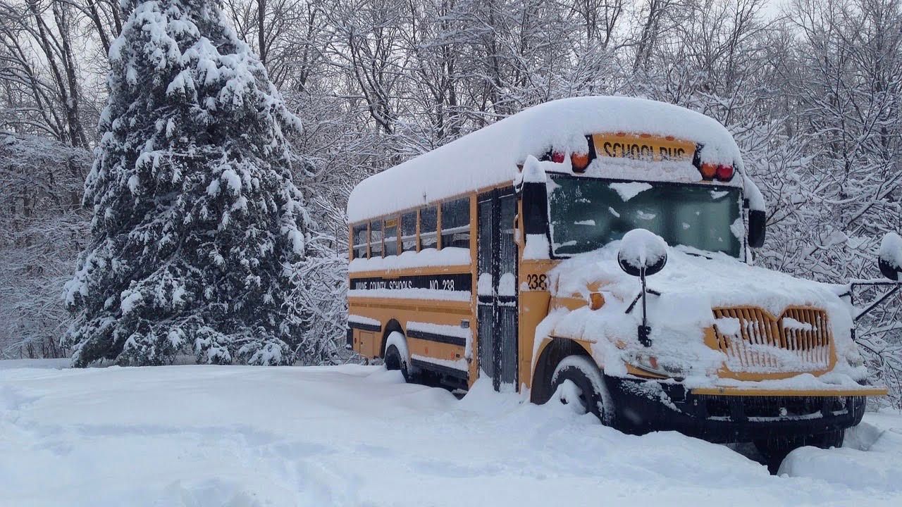 school bus snow