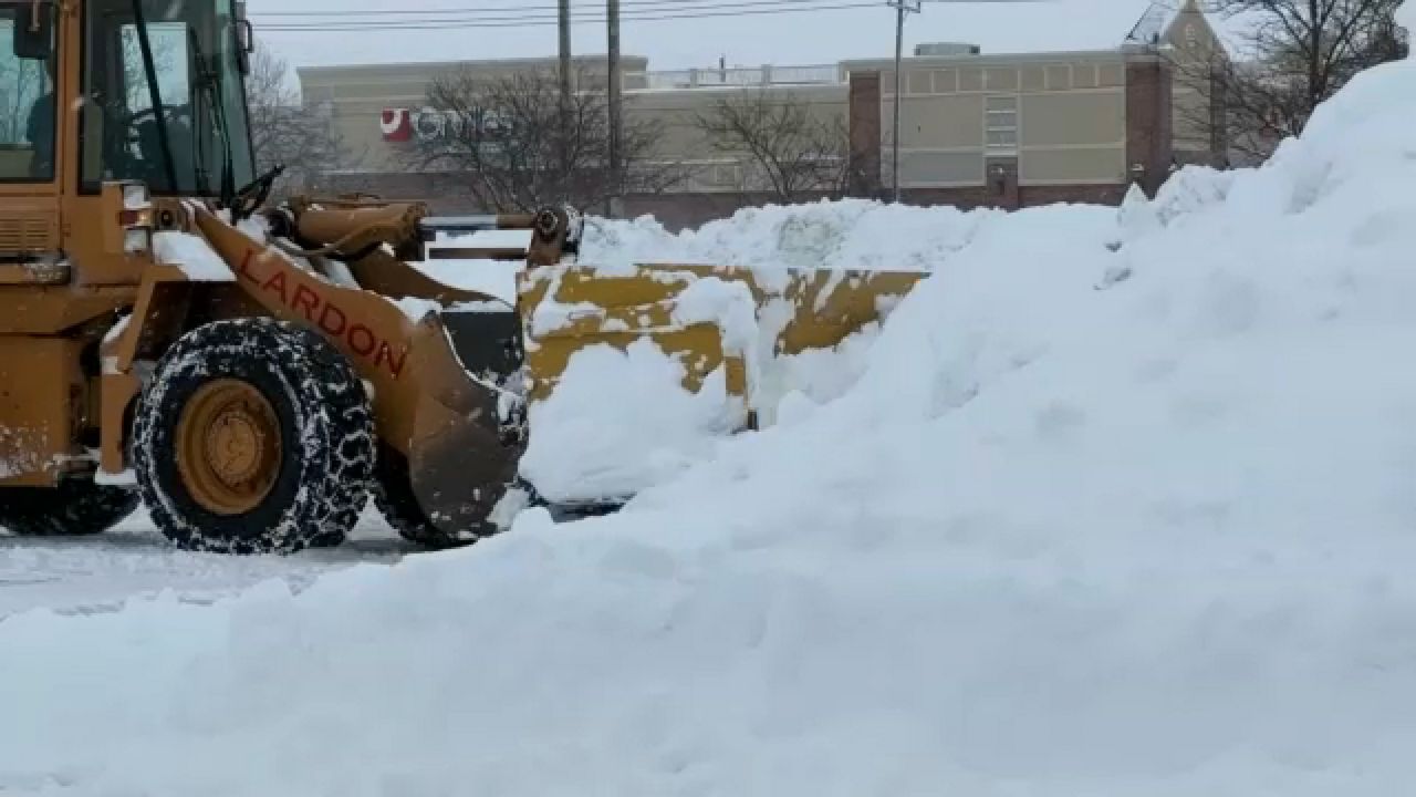 A Public Works vehicle clearing snow 