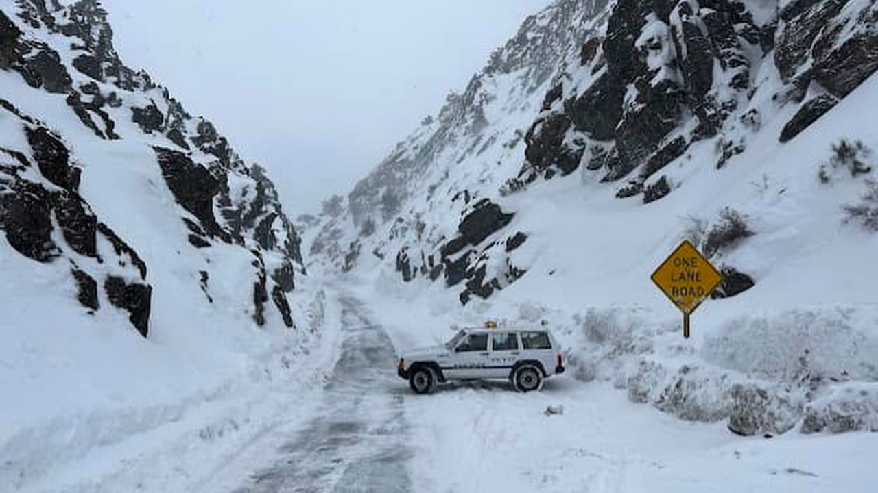 This March 2, 2023 image released by Inyo County Search and Rescue (InyoSAR) shows InyoSAR members search for a missing person near an area along Death Valley Road, a rough road running south of the 168, and leading into Death Valley National Park, Calif. (InyoSAR via AP)