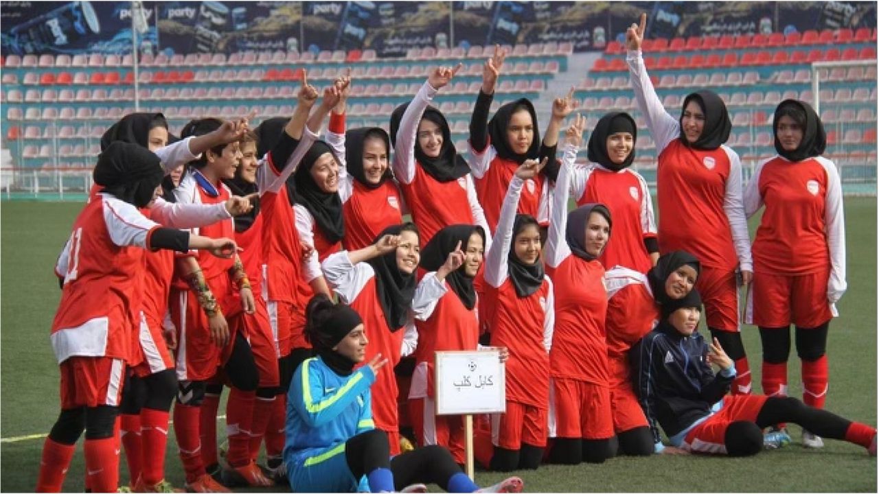 Sara Rahmati was a soccer player on the Afghanistan's national women's team. She is pictured with her team after a match.