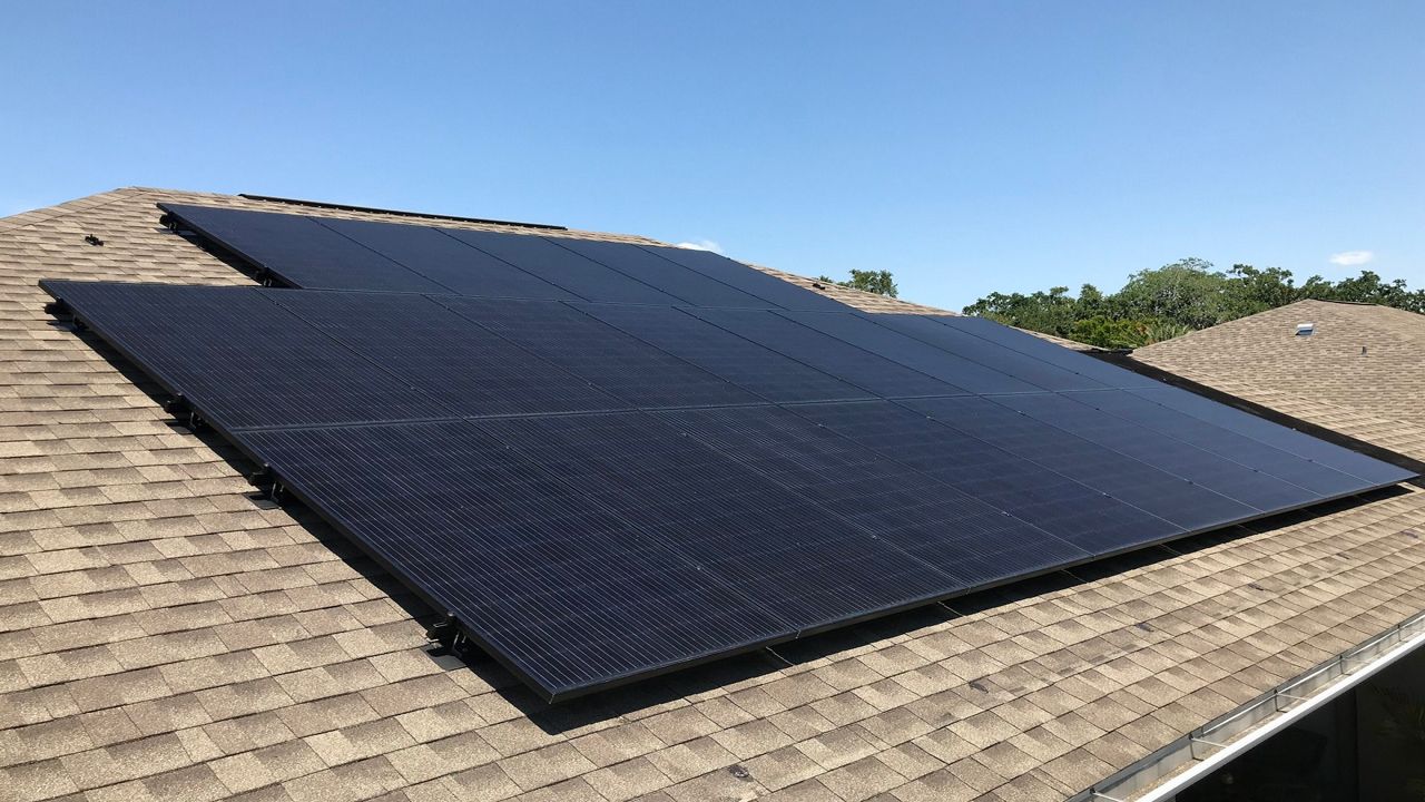 Solar panels on a home here in Tampa Bay