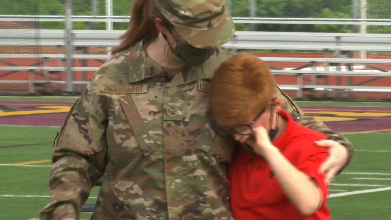 Air Force Military Mom Surprises Son At 6th Grade Graduation 0939