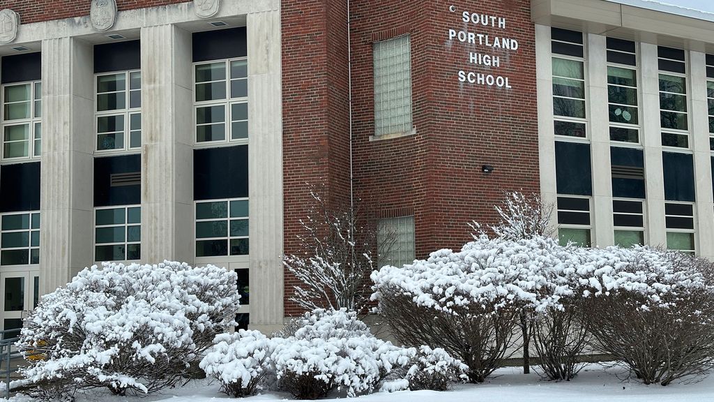 South Portland High School is seen, Monday, Jan. 29, 2024, in South Portland, Maine. The city school district's diversity, equity and inclusion coordinator resigned his position after receiving a threatening, hateful letter from a white supremacist. (AP Photo/David Sharp)