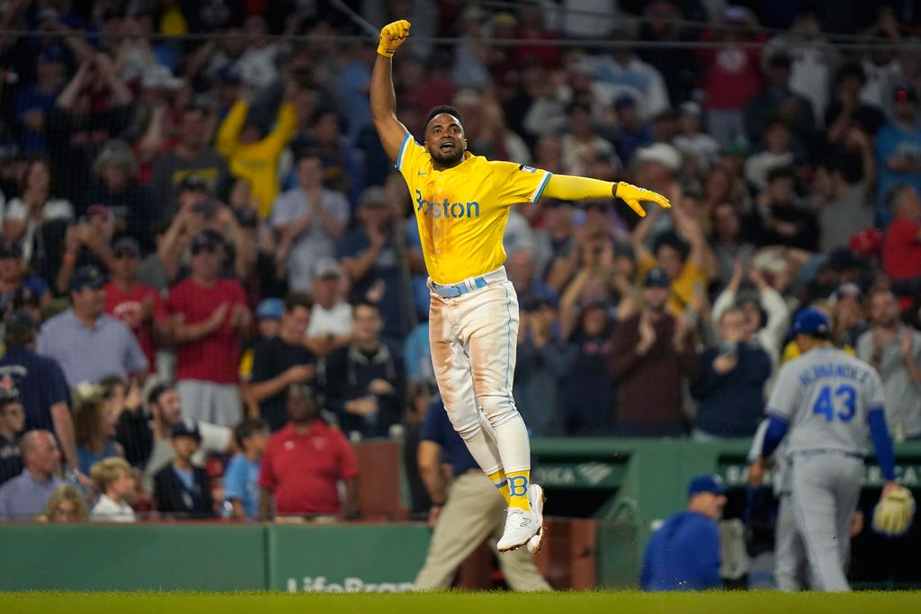 The Red Sox will be wearing yellow and blue uniforms on Patriots' Day  weekend