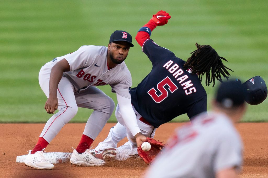 Pablo Reyes of the Boston Red Sox on base during the fifth inning News  Photo - Getty Images