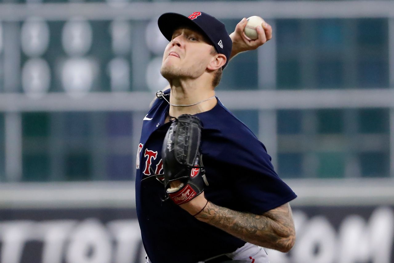 Luis Garcia of the Houston Astros pitches in the first inning