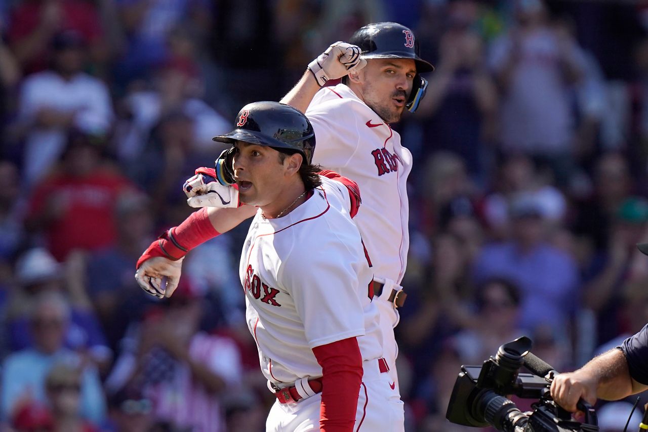 Boston Red Sox's Jarren Duran celebrates his two-run home run