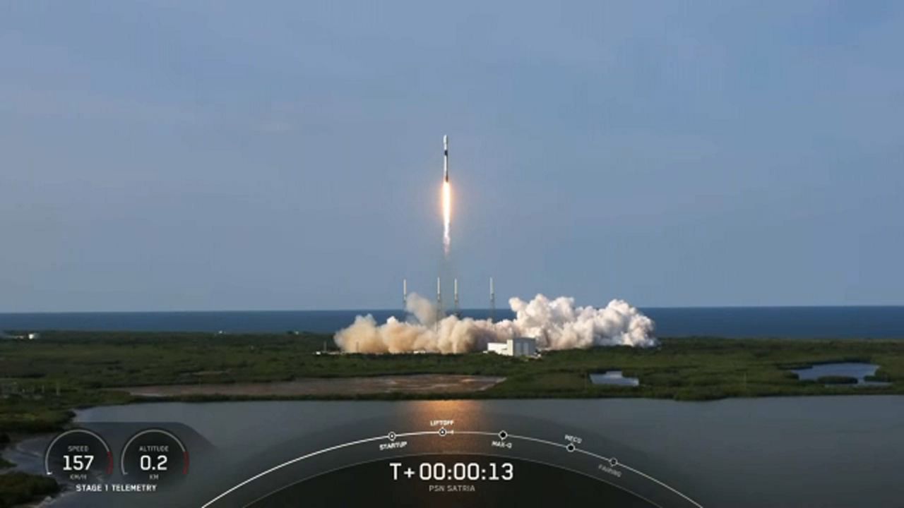The SpaceX's Falcon 9 rocket sent off from Space Launch Complex 40 at Cape Canaveral Air Force Station on Sunday, June 18, for the Satria mission. (SpaceX)