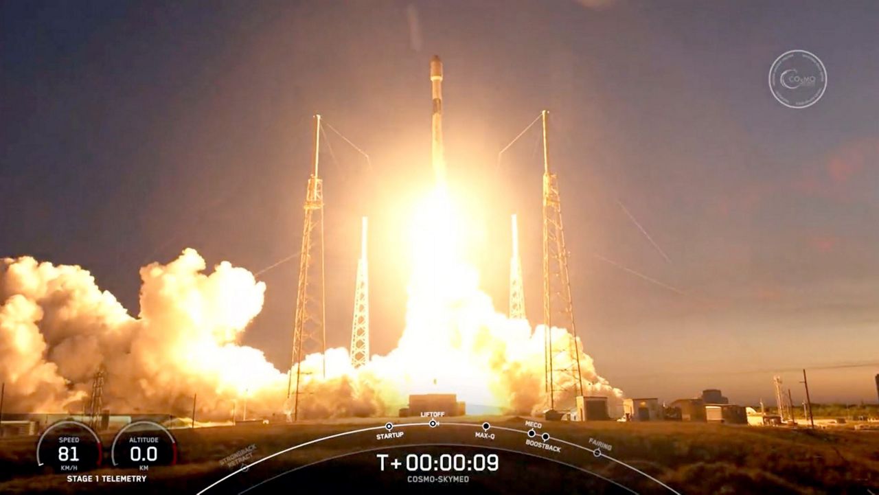 The Italian Space Agency’s COSMO-SkyMed Second Generation satellite was successfully launched Monday atop a SpaceX Falcon 9 rocket from the Kennedy Space Center. (SpaceX)