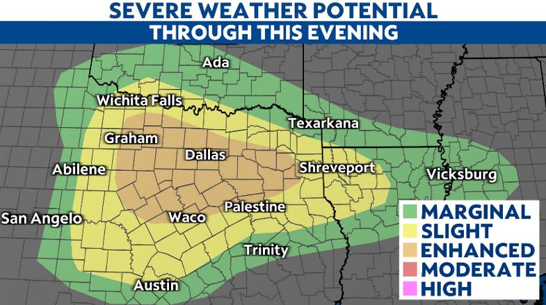 Severe storms with a few tornadoes possible in North Texas