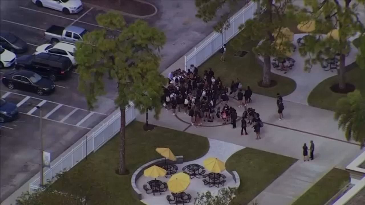 A number of schools in Florida have received hoax calls reporting of an active shooter, according to authorities, including St. Petersburg Catholic High (pictured). So far, police haven’t found any credible threats. (Spectrum News)