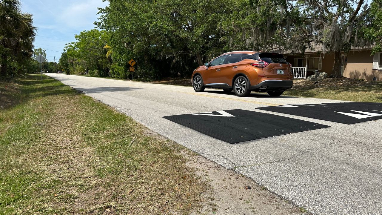 Speed cushions were installed on Cimmaron Drive to slow down drivers. (Spectrum News/Arnie Girard)