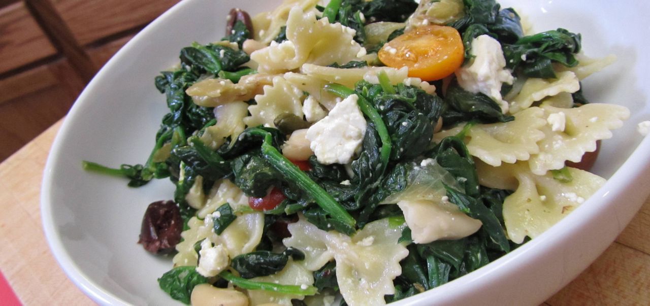 Bow Tie Pasta with Spinach and Feta Cheese