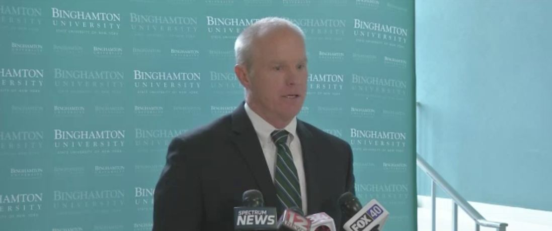 binghamton university president harvey stenger at press conference