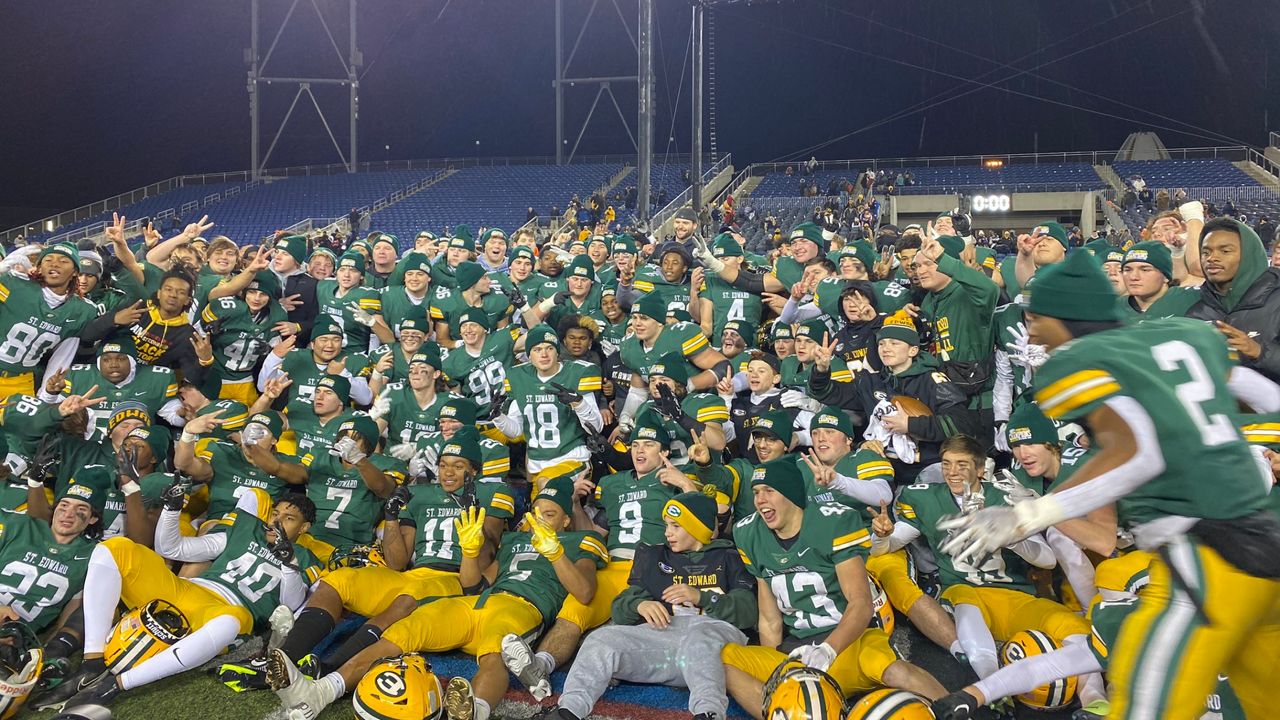 St. Edward celebrates it's  Div. I championship win in December 2022. (Spectrum News 1/MaryLee Melendez)