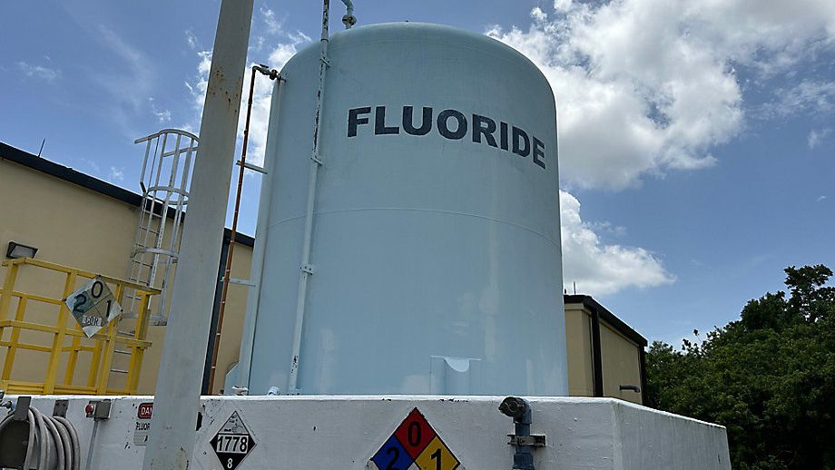 St. Petersburg's fluoride tank at the Cosme Water Treatment Plant in Odessa. (Spectrum News/Eugene Buenaventura)