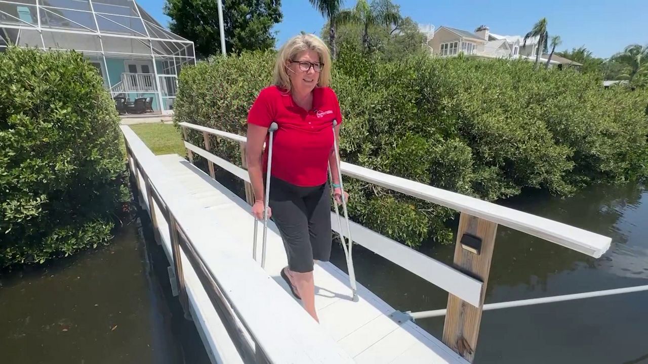 Stacey Van Schenck did not evacuate during Hurricane Helene (Courtesy: Calvin Lewis / Spectrum News)