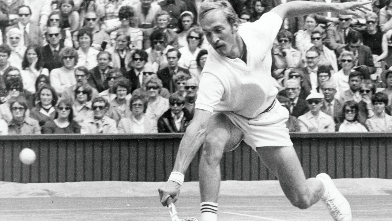 Stan Smith, subject of the new documentary “Who Is Stan Smith?” is pictured in action against Roy Emerson of Australia in the first round of the men's singles at the Centre Court at Wimbledon, June 26, 1971. Smith won, 2-6, 6-1, 6-3, 9-7. (AP Photo/Bob Dear)