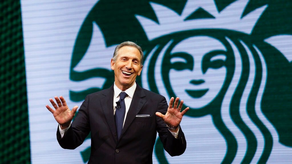 Starbucks CEO Howard Schultz speaks at the Starbucks annual shareholders meeting on March 22, 2017, in Seattle. (AP Photo/Elaine Thompson, File)