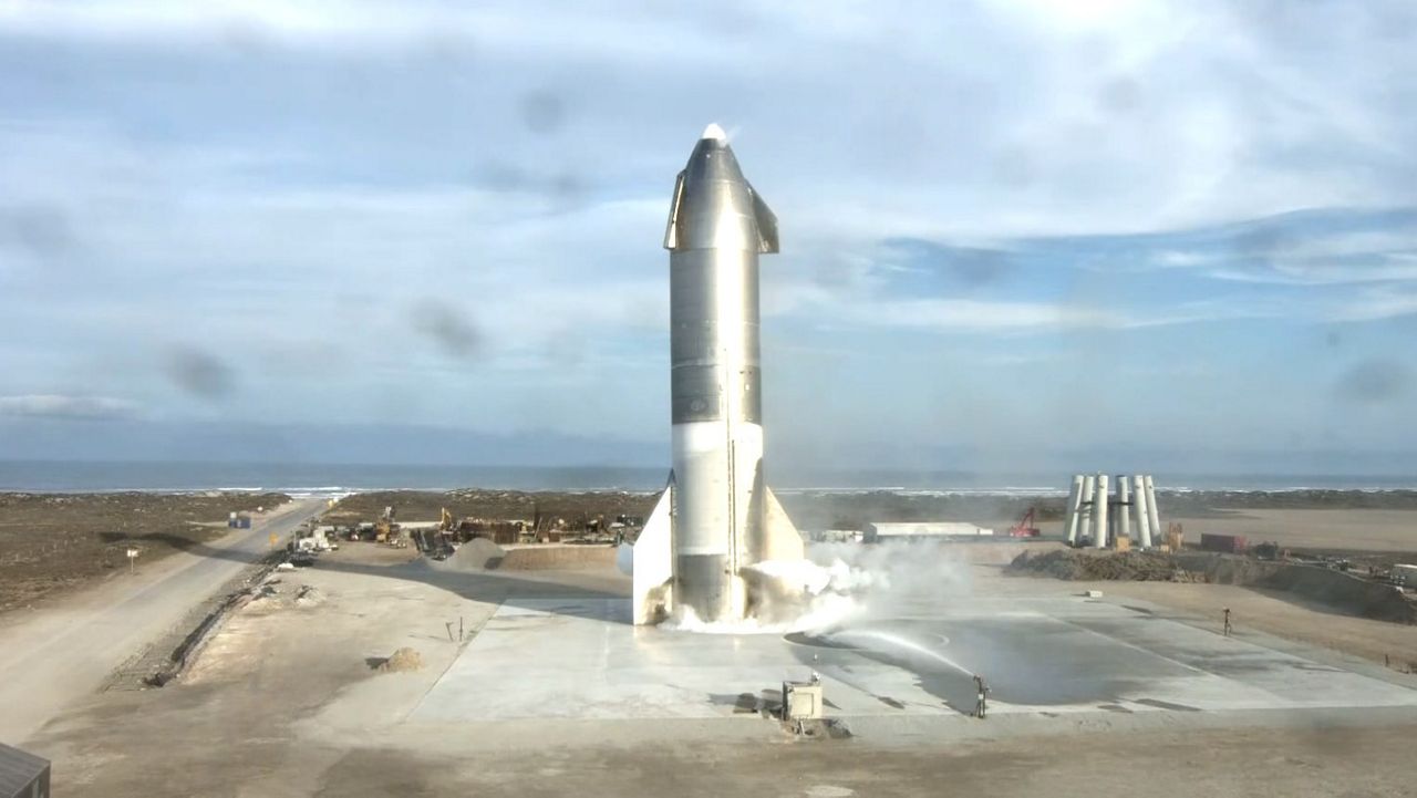 SpaceX's latest Starship sits on the pad moments after making a soft landing following a test flight in Boca Chica, Texas on March 3, 2021. It exploded moments later. (SpaceX/Twitter)