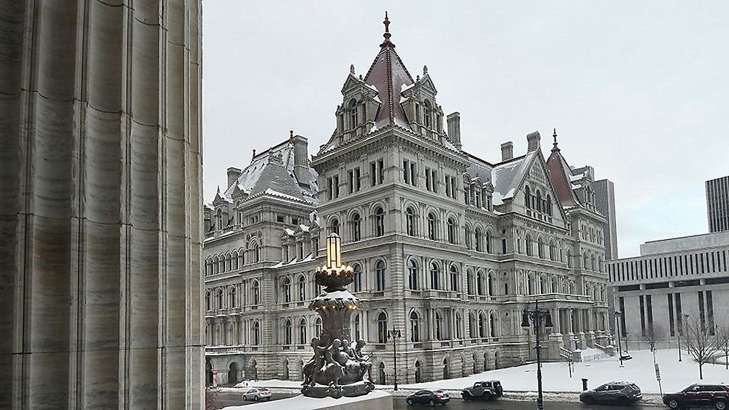 Snowy state capitol building