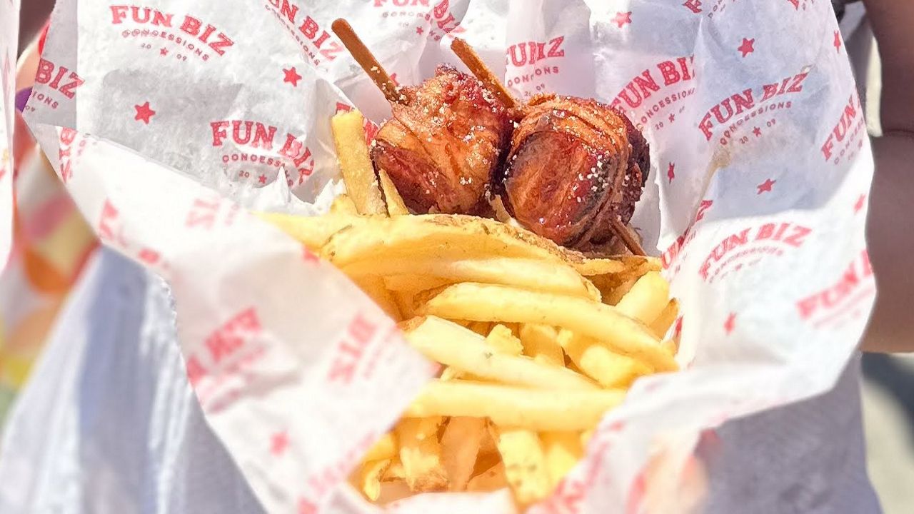 Candied Pork Belly Bacon Bites appear in this image. (Courtesy of State Fair of Texas)