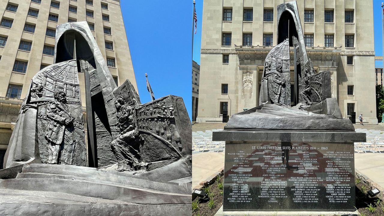 The statue memorializes 400 slaves who petitioned for freedom.