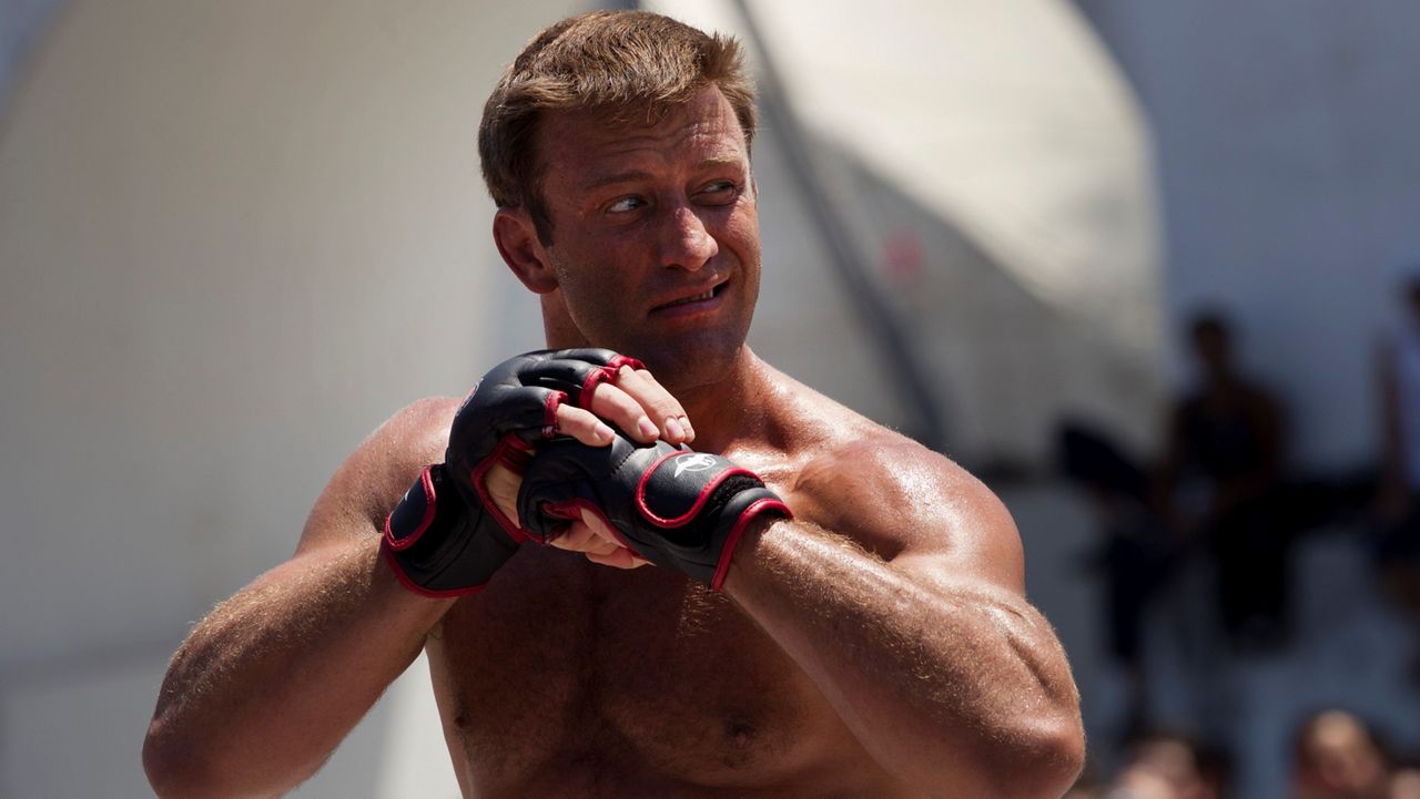 Fighter Stephan Bonnar, of the U.S., gestures during the UFC Rio 3 open workouts in Rio de Janeiro, Brazil, Wednesday, Oct. 10, 2012. (AP Photo/Silvia Izquierdo)