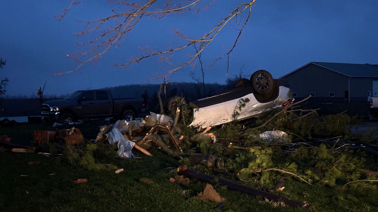 Storm damage in the Plymouth area in Richland County Friday morning. (Spectrum News 1/Kimberly Perez)